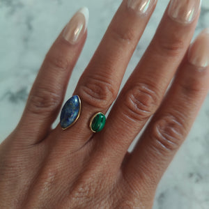14K Gold-Plated Nadine Ring with Lapis Stone