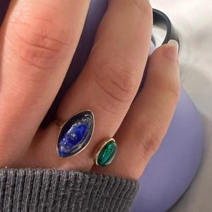 14K Gold-Plated Nadine Ring with Lapis Stone