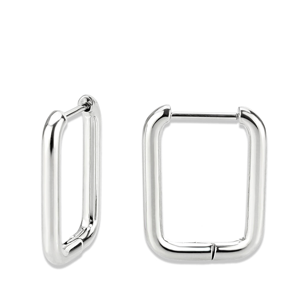 Stainless Steel Rectangular Esi Hoop Earrings