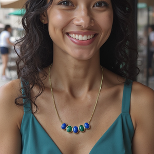 14K Gold-Plated Nadine Necklace with Lapis Stone