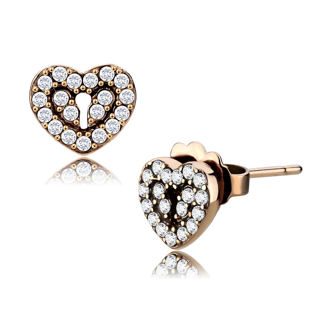 14K Rose Gold-Plated Krista Earrings with AAA Grade Cubic Zirconias