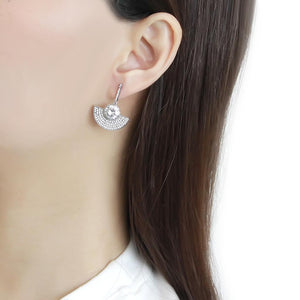 Stainless Steel Fan-Shaped Scarlett Earrings with AAA Grade Cubic Zirconias