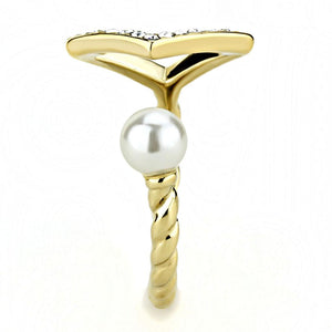 14K Gold-Plated Yara Ring with Pearl and Top Grade Crystals