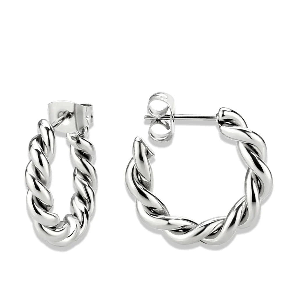 Stainless Steel Onda Twist Hoop Earrings