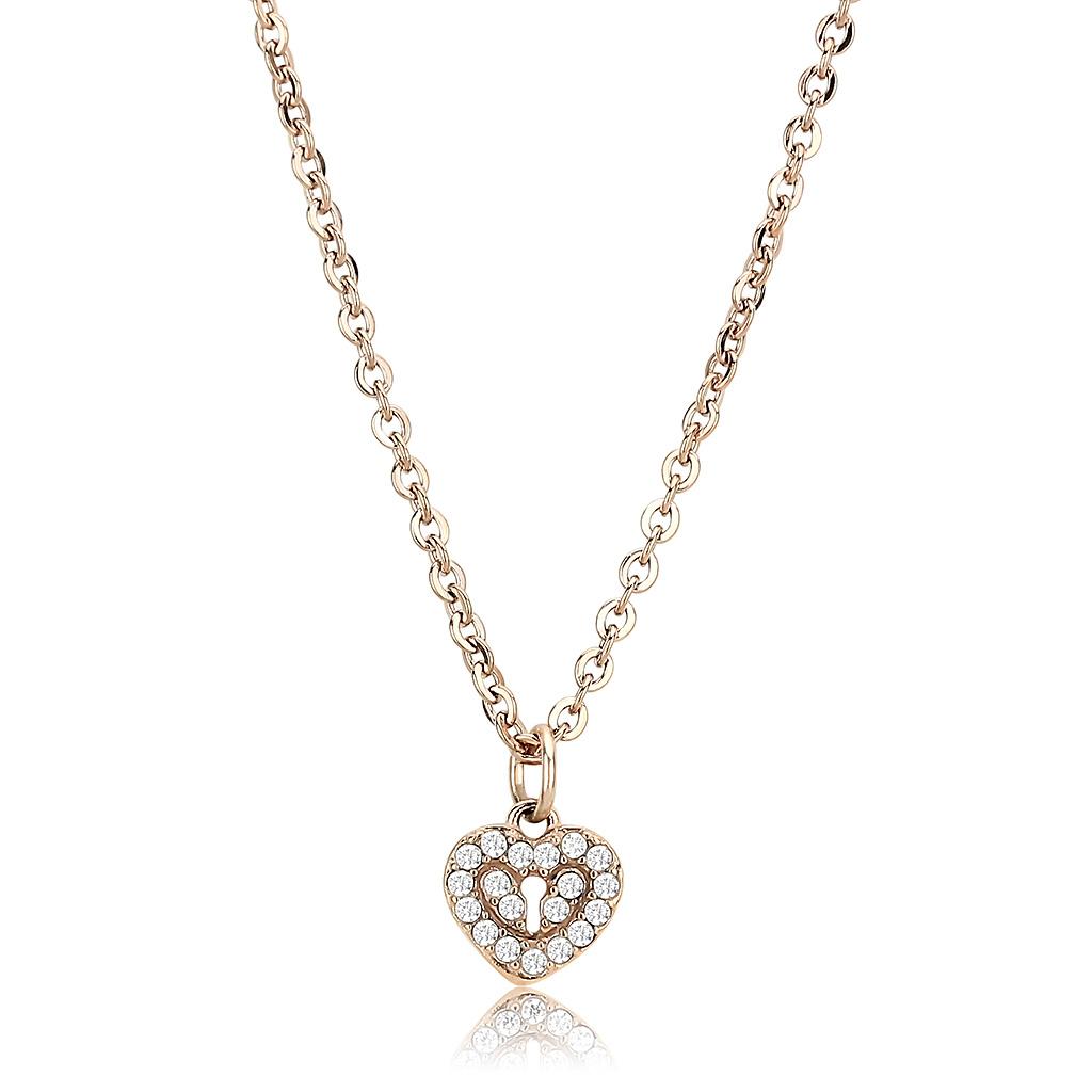 14K Rose Gold-Plated Krista Necklace with AAA Grade Cubic Zirconias
