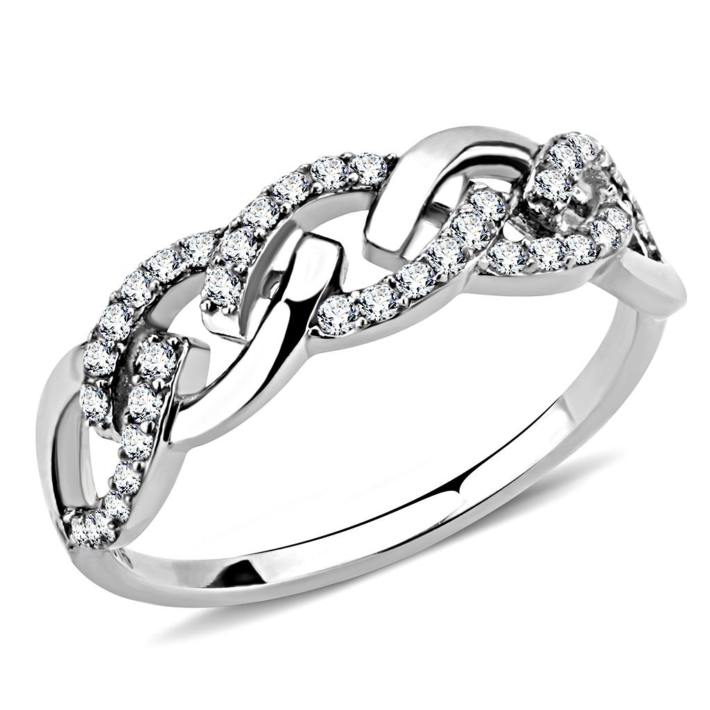 Stainless Steel Edith Ring with AAA Grade Cubic Zirconias