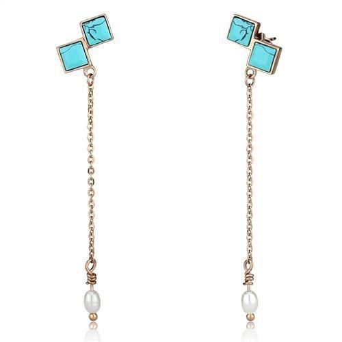 14K Rose Gold-Plated Skye Earrings with Turquoise and Pearls