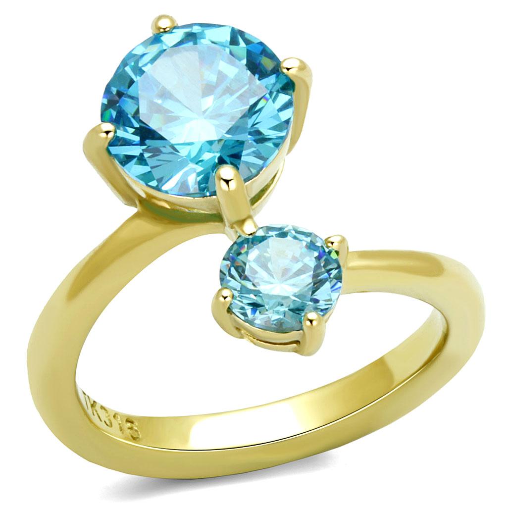 14K Gold-Plated Azure Ring with AAA Grade Cubic Zirconias