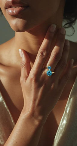 14K Gold-Plated Azure Ring with AAA Grade Cubic Zirconias