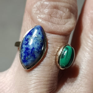 14K Gold-Plated Nadine Ring with Lapis Stone