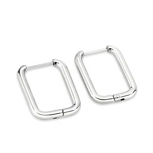 Stainless Steel Rectangular Esi Hoop Earrings