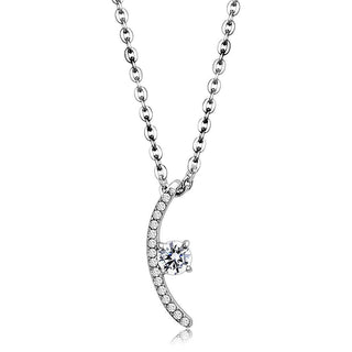 Stainless Steel Luna Necklace with AAA Grade Cubic Zirconias