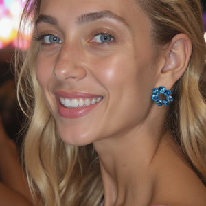 Stainless Steel Blue Crystal Marina Earrings with Top Grade Crystals