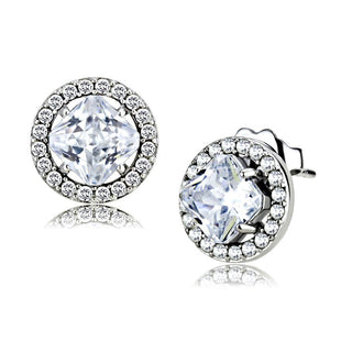 Stainless Steel North Star Stud Earrings with AAA Grade Cubic Zirconias