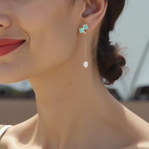 14K Rose Gold-Plated Skye Earrings with Turquoise and Pearls