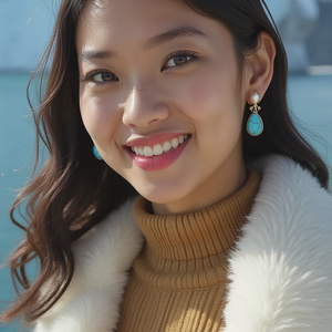 14K Gold-Plated Joelle Earrings with Turquoise and Pearls