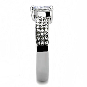 Stainless Steel Heart-Shaped Venice Ring with AAA Grade Cubic Zirconias