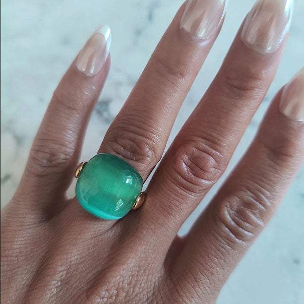 14K Gold-Plated Capri Ring with Turquoise Stone