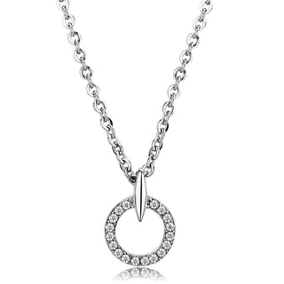 Stainless Steel Compass Necklace with AAA Grade Cubic Zirconias