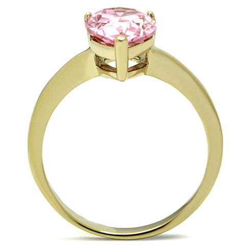 14K Gold-Plated Amelia Ring with Pink AAA Grade Cubic Zirconia