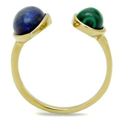 14K Gold-Plated Nadine Ring with Lapis Stone