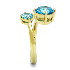 14K Gold-Plated Azure Ring with AAA Grade Cubic Zirconias