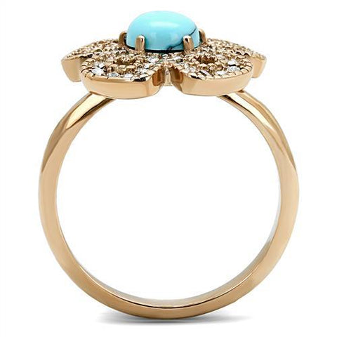 14K Rose Gold-Plated Turquoise Lanta Ring with Crystals