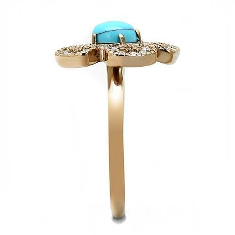 14K Rose Gold-Plated Turquoise Lanta Ring with Crystals