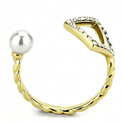 14K Gold-Plated Yara Ring with Pearl and Crystals