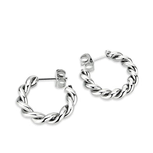 Stainless Steel Onda Twist Hoop Earrings