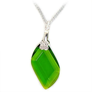 Rhodium-Plated Jayden Necklace with Green Pendant