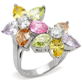 Multi-Colored Blossom Ring with AAA Grade Cubic Zirconias