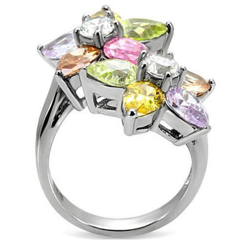 Multi-Colored Blossom Ring with AAA Grade Cubic Zirconias