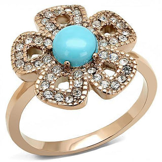 14K Rose Gold-Plated Turquoise Lanta Ring with Crystals